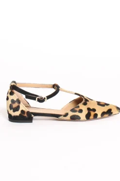 Ballerina con T-bar animalier beige/nero