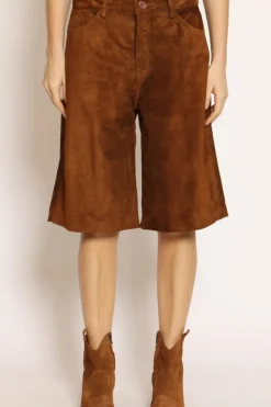 Bermuda scamosciato genuine leather cuoio