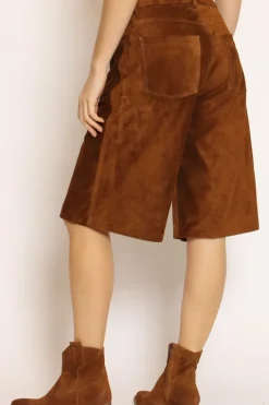 Bermuda scamosciato genuine leather cuoio