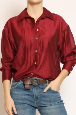 Camicia CAMY in mussola TENCEL FIBRA NATURALE vino
