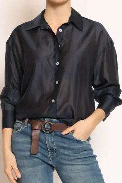 Camicia CAMY in mussola TENCEL FIBRA NATURALE blu