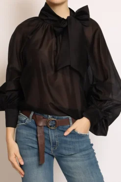 Camicia collo fiocco nero