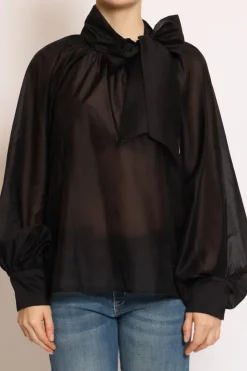 Camicia collo fiocco nero