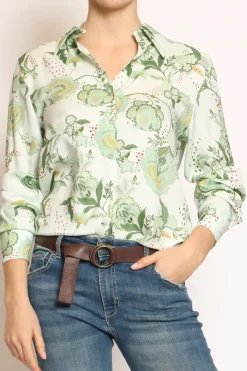 Camicia fantasia acqua/verde/salvia