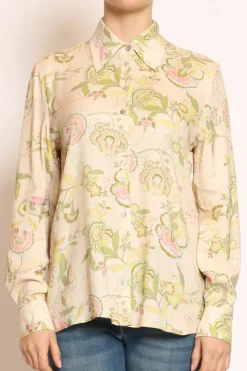 Camicia fantasia cipria/olio/rosa