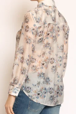 Camicia MIA fantasia in mussola LYOCELL FIBRA NATURALE floreale burro/azzurro/rosa