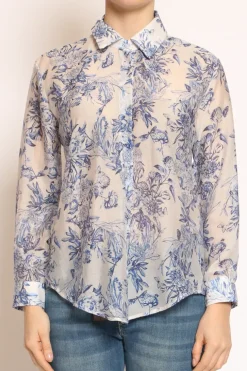 Camicia MIA fantasia in mussola LYOCELL FIBRA NATURALE floreale latte/royal