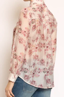 Camicia MIA fantasia in mussola LYOCELL FIBRA NATURALE floreale burro/rosa/moro