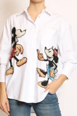 Camicia patch topo bianco
