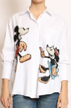 Camicia patch topo bianco