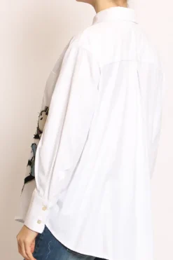 Camicia patch topo bianco