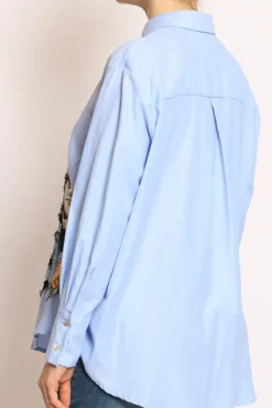Camicia patch topo celeste