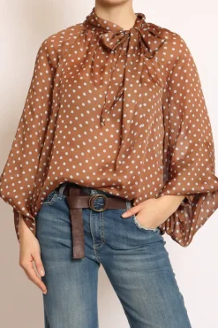Camicia pois c/fiocco moka/celste