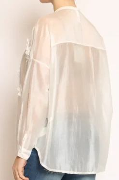 Camicia scollo coreana c/ fiori naturale
