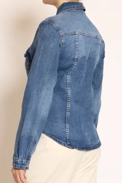 Camicia slim fit tela denim elasticizzata denim scuro