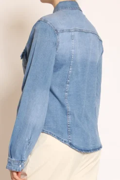 Camicia slim fit tela denim elasticizzata denim chiaro