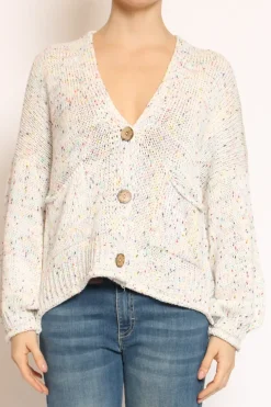 Cardigan con bottoni filo multicolor panna