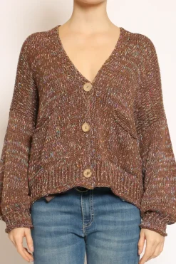 Cardigan con bottoni filo multicolor moro