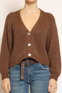 Cardigan filo lurex moro/oro