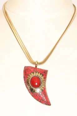 Collana chocker corno mosaico rosso/rosso