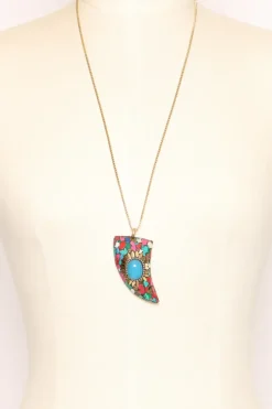 Collana corno con mosaico multicolor