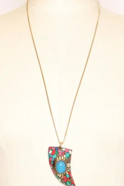Collana corno con mosaico multicolor