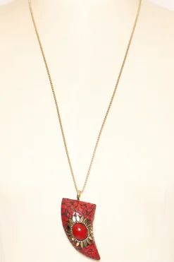 Collana corno con mosaico - rosso/rosso