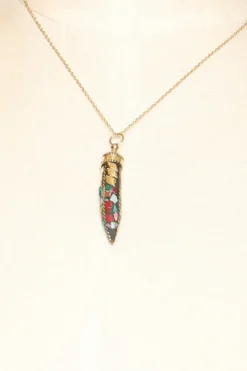 Collana corno fino con mosaico multicolor