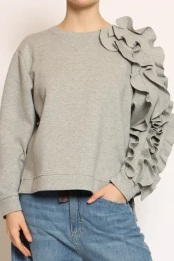 Felpa con rouches grigio