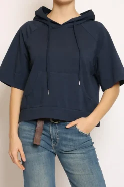 Felpa light con cappuccio blu