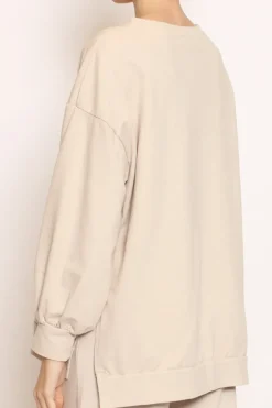 Felpa light spacchi laterali beige