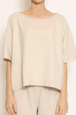 Felpa light taglio vivo mezza manica beige