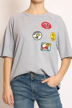 Felpa patch Snoopy grigio