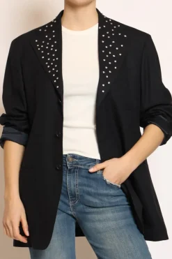 Giacca applicazione strass blu