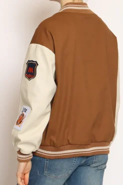 Giacca bomber con patch moka/burro