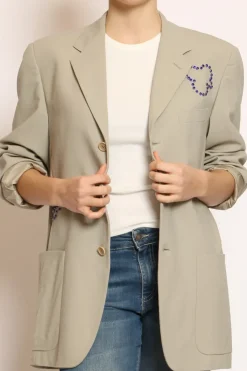 Giacca bottoni applicazione strass beige