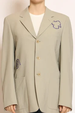 Giacca bottoni applicazione strass beige