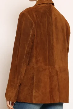 Giacca 2 bottoni scamosciata genuine leather cuoio