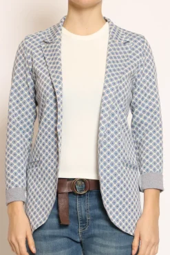 Giacca JIN elasticizzata ottagono lurex latte/azzurro/bronzo