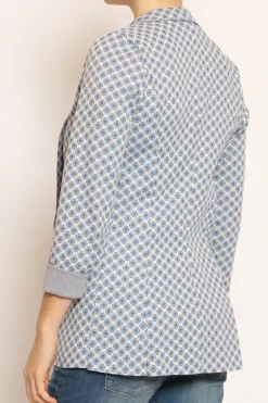 Giacca JIN elasticizzata ottagono lurex latte/azzurro/bronzo