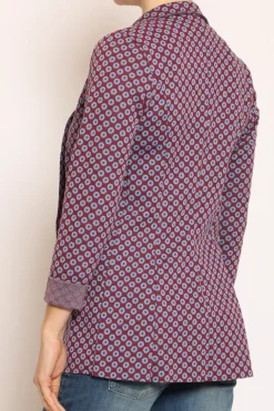 Giacca JIN elasticizzata ottagono lurex cherry/azzurro/rame