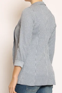 Giacca JIN elasticizzata righe lurex jeans/latte
