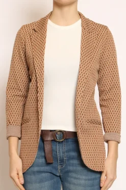 Giacca JIN elasticizzata rombi lurex biscotto/burro/bronzo