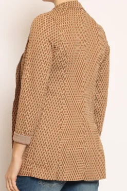 Giacca JIN elasticizzata rombi lurex biscotto/burro/bronzo