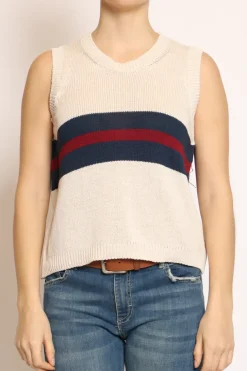 Gilet righe burro/blu/bordeaux