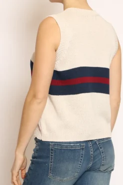 Gilet righe burro/blu/bordeaux