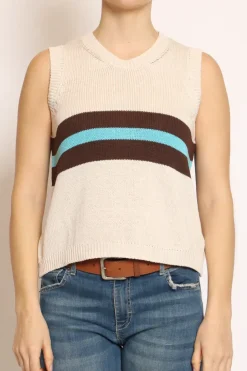 Gilet righe burro/moro/turchese