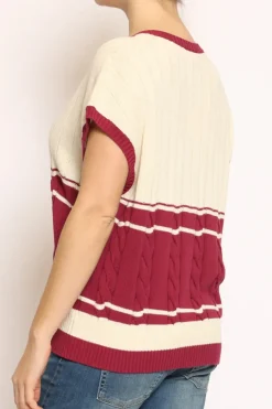Gilet scollo V burro/vino