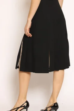Gonna plisse\' con pizzo nero