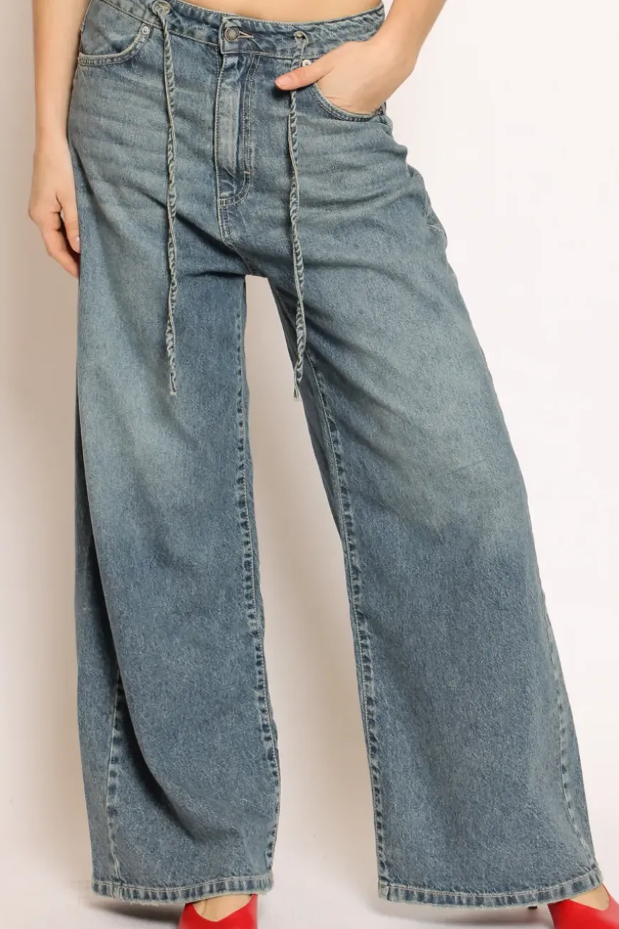 Jeans JELENE wide leg con coulisse denim
